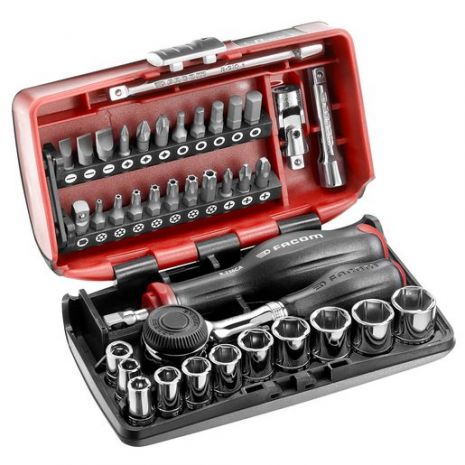 Coffret cliquet à manche rotatif 1/4 ‘’