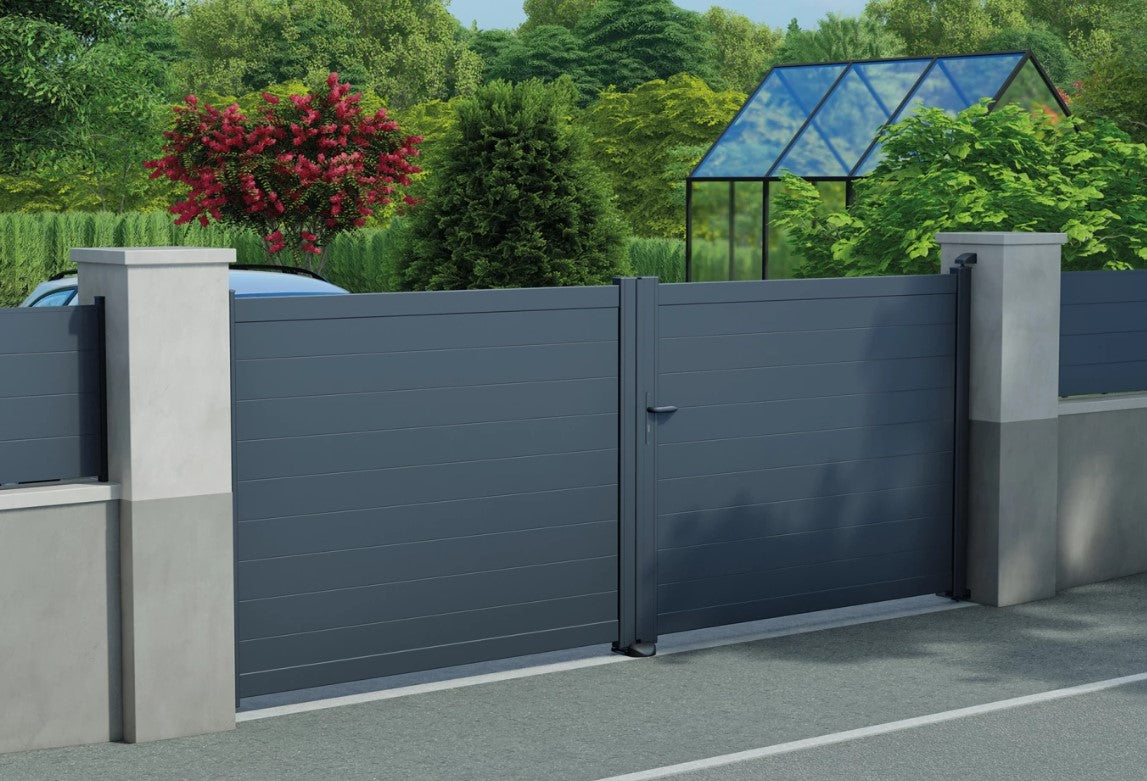 Portail 2 battants LAO gris 3,56L X 1,74H